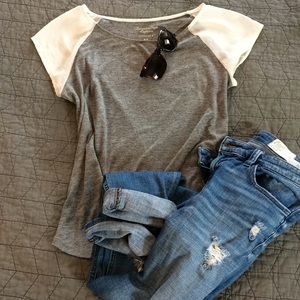 American eagle festival tee with sheer sleeves M